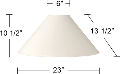 Extra Large White Linen 2-Pack Chimney Lamp Shades 6X23X13.5 (Spider) | 6" Top X 23" Bottom X 10.5" High X 13.5" Slant Replacement for Table + Floor Lamps Set Shade Pre-Assembled Harp + Finial4