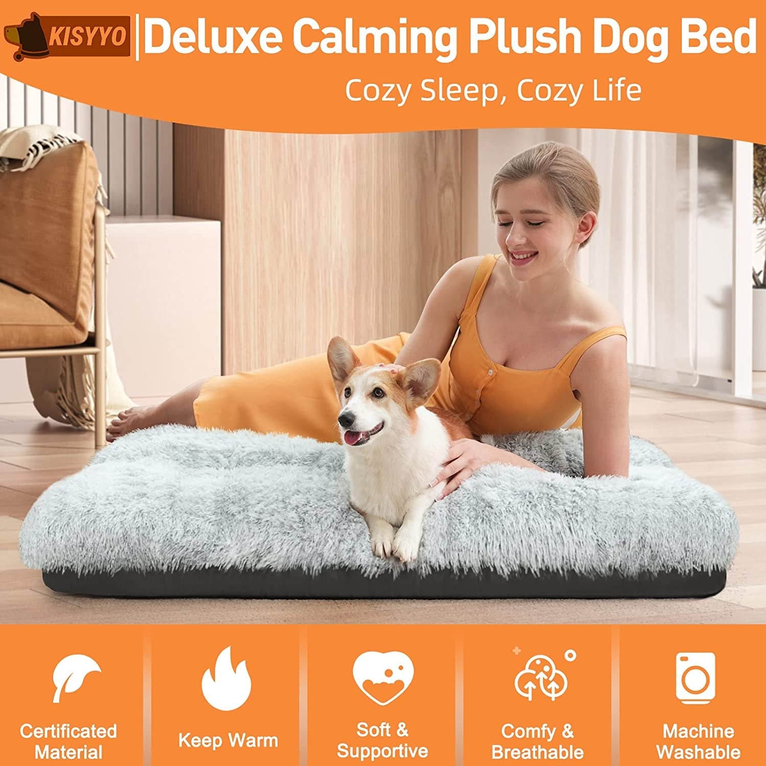 kisyyo-premium-washable-orthopedic-dog-bed-41-extra-large-crate-mat-with-non-slip-base-plush-support-for-pets-up-to-90-lbs-grey