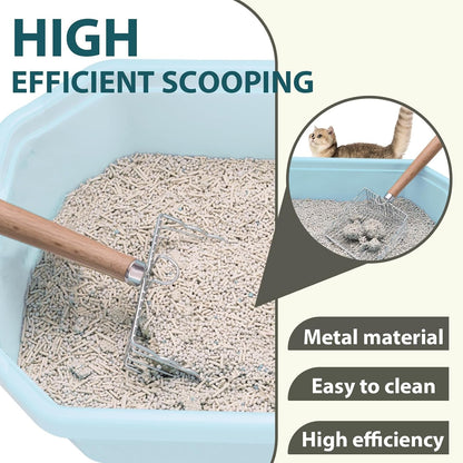 Cat Litter Scoop, Kitty Metal Scooper with Hook and Hole, Non Stick | Stainless Steel Kitten Poop Lifter, Durable & Heavy Duty Sifter, Easy to Clean, Saves Time, for Litter Box5