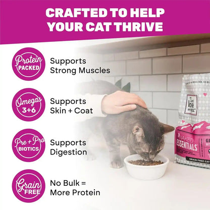 I and Love and You Naked Essentials Dry Cat Food - Salmon + Trout - Grain Free, Real Meat, No Fillers, Prebiotics + Probiotics, 3.4Lb Bag6