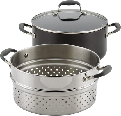 Advanced Hard-Anodized Dutch Oven Multipurpose Steamer Set, 8.5-Quart, Graphite10