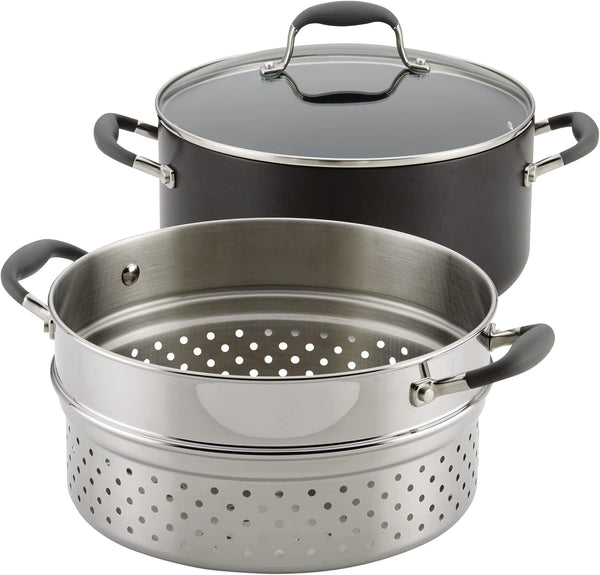 Advanced Hard-Anodized Dutch Oven Multipurpose Steamer Set, 8.5-Quart, Graphite10