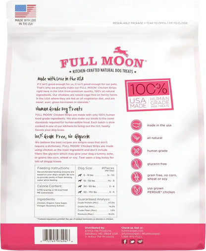 Full Moon Chicken Strips Healthy All Natural Dog Treats Human Grade Made in USA Grain Free, 1.5 Pound (Pack of 1) | Human Grade, No Corn, No Wheat, No Soy, Glycerin Free, Made in the USA2