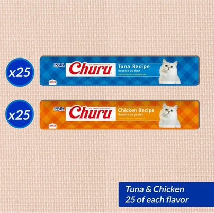 INABA Churu Lickable Grain-Free Purée Cat Treats, 25 Tuna & 25 Chicken | Grain-Free, Lickable, Squeezable Creamy Purée, Treat/Topper3