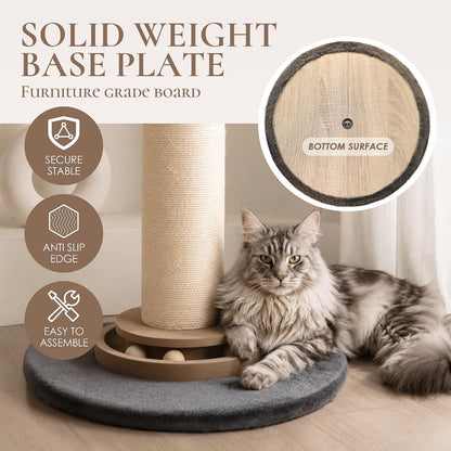 Heavy Duty Cat Scratching Post, 35 Inch Tall Cat Scratcher Cat Tree Tower with Hanging Ball for Indoor Cats Adults,Sisal Scratching Post with Toys5