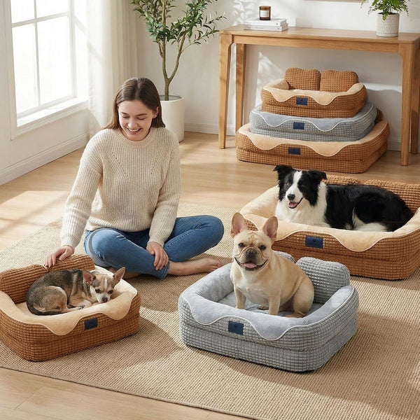 Veehoo Square Dog Bed Medium Size Dog, Orthopedic Dog Bed Couch Sofa, 36" | Washable & Medium Dog Bed for Indoor, Egg-Crate Memory Foam Dog Bed with Sides, Removable Cover, High Back Non-Slip Bottom9