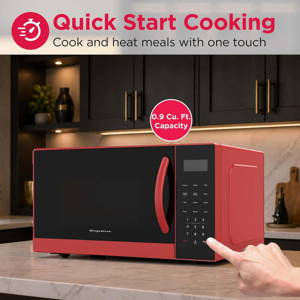 FRIGIDAIRE EMW953RED Microwave Oven, 900 Watts with 10 Power Levels, Red4