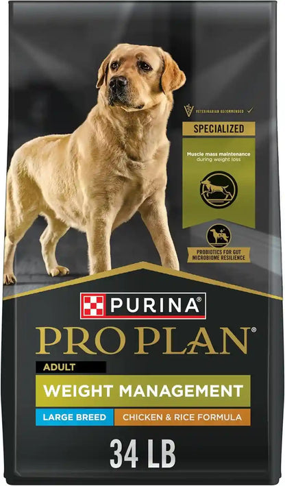 Purina Pro Plan Large Breed Weight Management Dry Dog Food, Chicken and Rice Formula - 34 Lb. Bag1