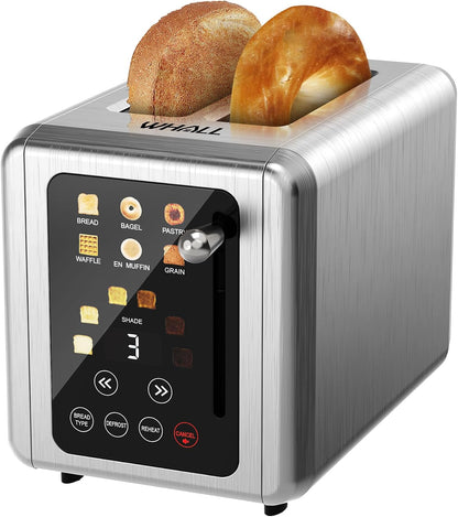® Touch Screen Toaster 2 Slice, Stainless Steel Digital Timer Toaster, 6 Bread Types & 6 Shade Settings, Smart Extra Wide Slots Toasters with Bagel, Cancel, Defrost Functions1