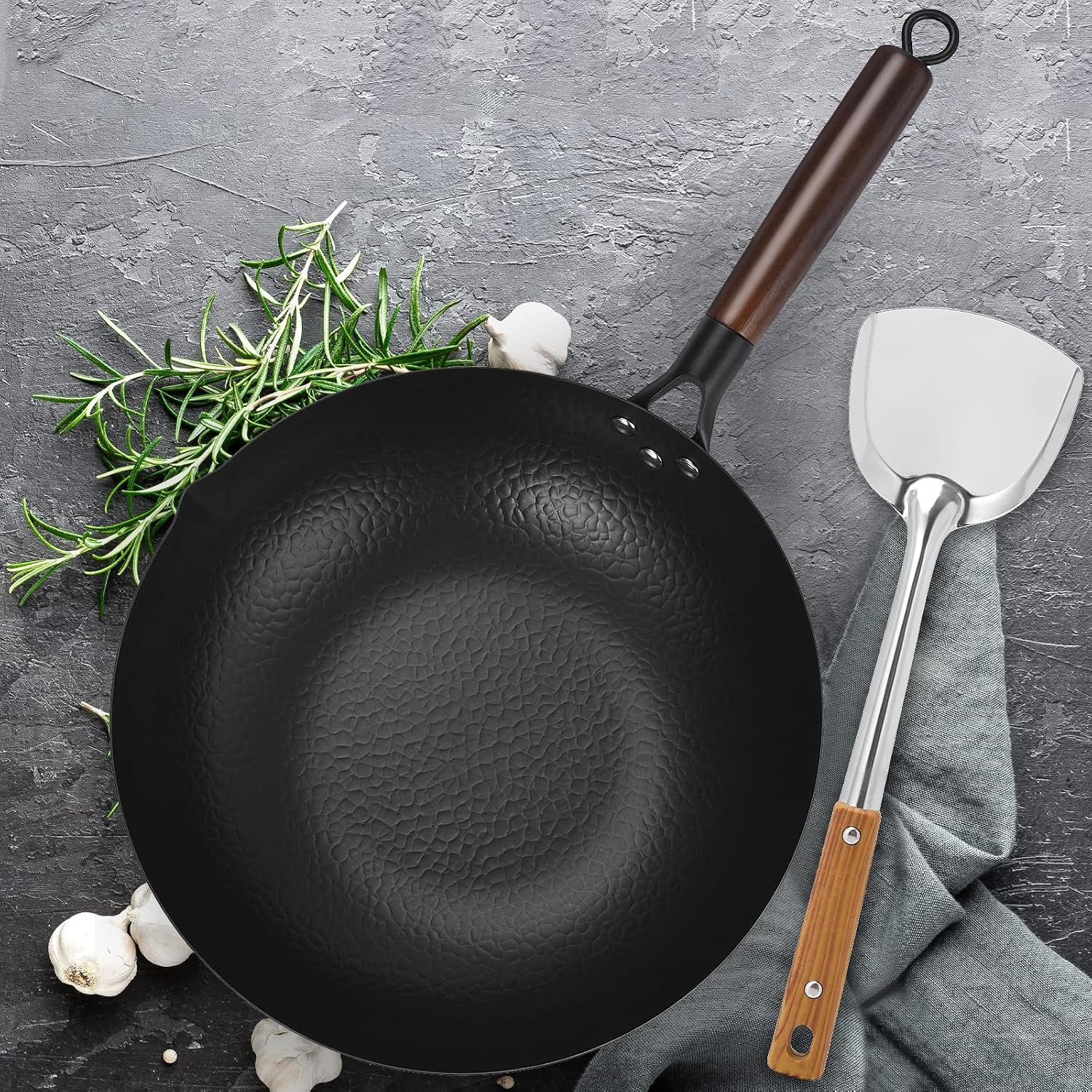 hand-hammered-carbon-steel-wok-wooden-lid-asian-spatula-with-handle-stir-fry-pan-for-chinese-japanese-and-cantonese-cuisine-flat-bottom-wok-cooking-by-cookeries-2-accessories