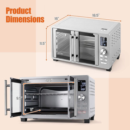 25L French Door Air Fryer Toaster Oven Countertop | 1500W | 11 Presets | Baking Tray, Rack, Crumb Tray & Clip | Digital Display | Dishwasher-Safe | Stainless Steel7