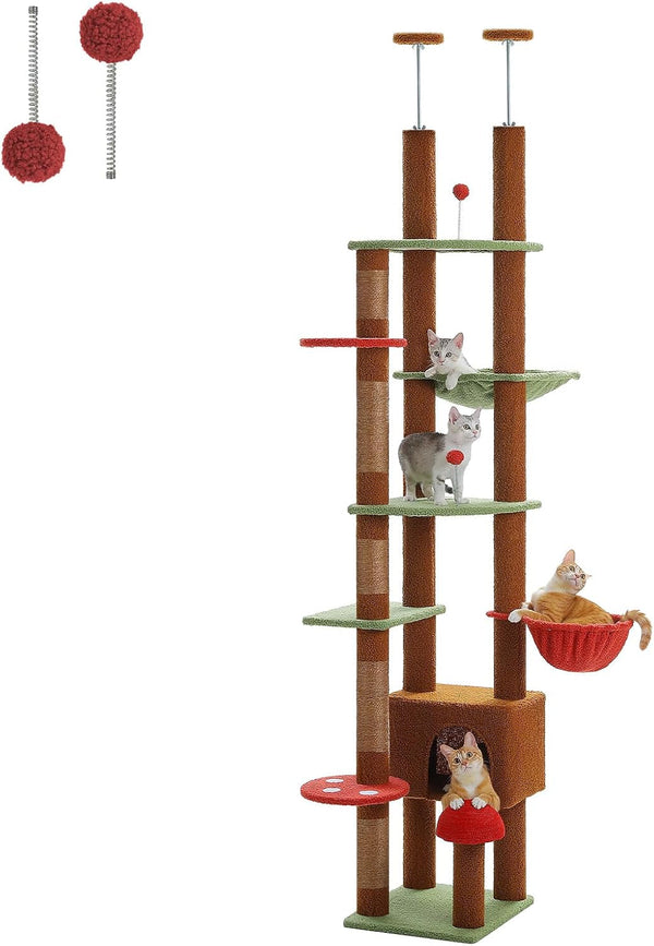 PETEPELA Cat Tree for Indoor Cats, 34.6" Small Cat Tower with Scratching Posts, 2 Condos, Scratching Ramp & Dangling Toys, Cat Play House for Kittens and Small Cats | Compact Tower with Thick Sisal Posts, 2 Condos, Dangling Toys & a Cozy Top Bed—For Kittens & Small Cats9