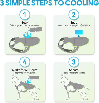 Mora Pets Dog Cooling Vest with Ice Packs, Reflective Adjustable Cooling Vest for Dogs with Leash Ring for Hot Weather Cooling Harness for Large Medium Dogs Grey(Pdv-Gel-Gl)5