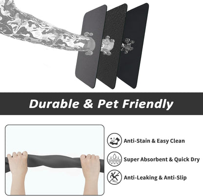 Hotlive Dog Food Mat - Absorbent Cat Mat for Food and Water, No Stains Pet Feeding Bowl Mat, Easy to Clean Pet Placemats, Quick Dry Dog Water Dispenser Mat for Messy Drinkers | Dark Grey 12"X 19"6