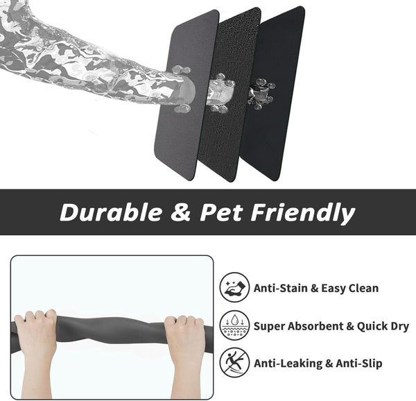 Hotlive Dog Food Mat - Absorbent Cat Mat for Food and Water, No Stains Pet Feeding Bowl Mat, Easy to Clean Pet Placemats, Quick Dry Dog Water Dispenser Mat for Messy Drinkers | Dark Grey 12"X 19"6