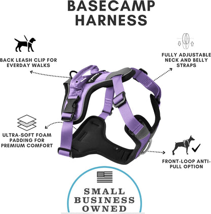 Shawnco Basecamp Dog Harness, No-Pull Pet Vest with 3 Leash Clips, Padded, Reflective, Lightweight and Adjustable Harness with Handle for Small, Medium and Large Dogs (ICY Lilac, M)2