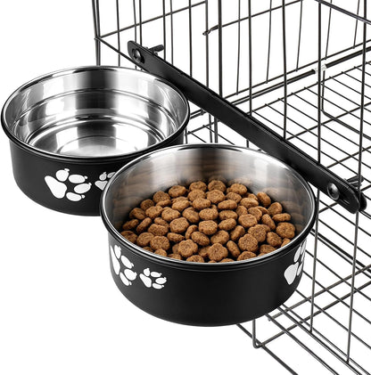 Yummy Sam Hanging Pet Dog Food Water Bowl for Cage, Stainless Steel Non-Spill Kennel Bowls with Clamp Holder Crate Feeder Dish for Medium Large Dogs Pets (Silver, L (44 OZ+44 OZ))9