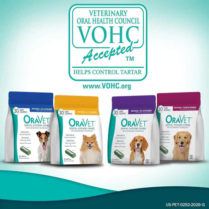 Oravet Dental Chews for Dogs, Oral Care and Hygiene Chews (Extra Small Dogs, 3.5-9 Lbs.) Yellow Pouch, 30 Count | Vohc-Accepted Dual-Action Chew Reduces Plaque & Tartar, Freshens Breath Barrier Vet-Recommended Yellow 30 Pack8