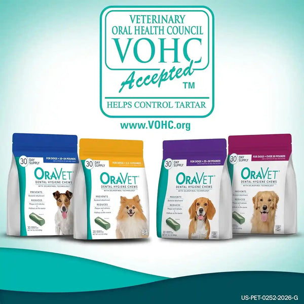 ORAVET Dental Chews for Dogs, Oral Care and Hygiene Chews (Medium Dogs, 25-50 Lbs.) Purple Pouch, 30 Count | Vohc-Accepted Dual-Action Chew Reduces Plaque & Tartar, Freshens Breath Barrier Vet-Recommended Purple Pack8
