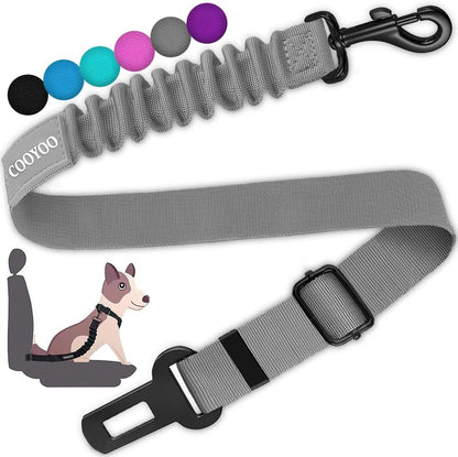 COOYOO Dog Seat Belt, Durability Retractable Dog Car Harness Adjustable Dog Seat Belt for Vehicle Nylon Pet Safety Seat Belts Heavy Duty & Elastic (1 Pack Black)7