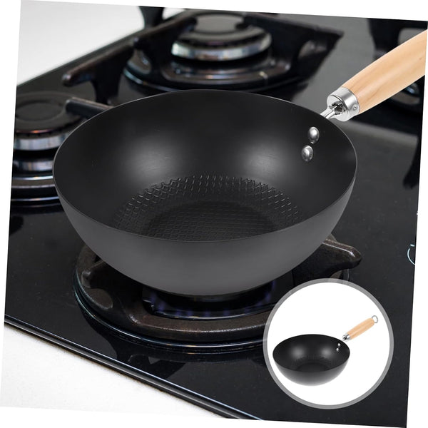 Iron Wok Japanese Frying Pan for Gas Stove round Bottom Wok Pan Small Cookware for Stir Fry Eggs Potatoes Meat and Home Kitchen Use 14.56 X 7.87 X 3.54 In6