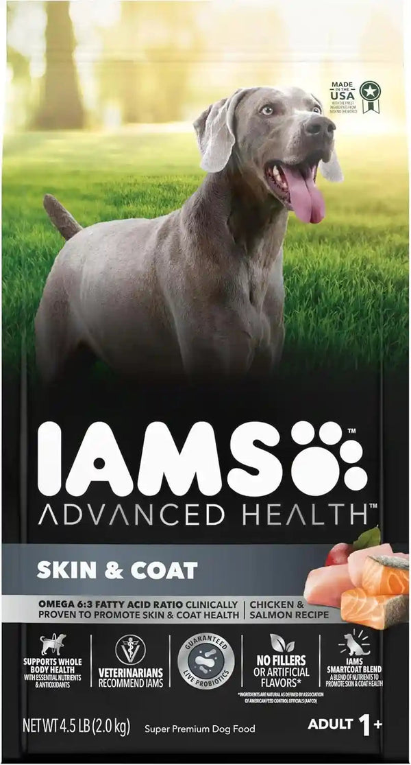 IAMS Advanced Health Skin & Coat Dry Dog Food, Chicken & Salmon, 27 Lb | Vet-Recommended, Omega 6:3 Fatty Acids, Zinc & Vitamin E, Real Chicken #1 Ingredient, Real Salmon, No Artificial Flavors11