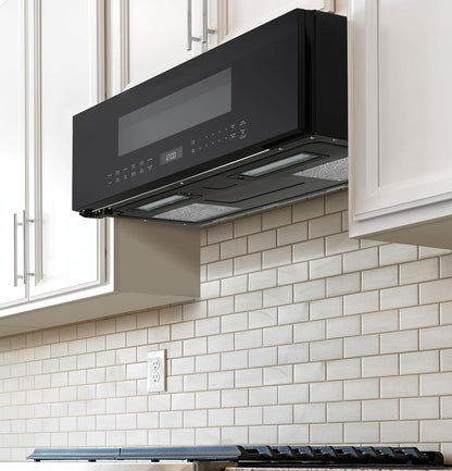 GE Profile 30" Over-The-Range Low Profile Microwave, 1.2 Cu. Ft., 1000 Watts, 400 CFM Hood Vent, LED Lighting, Auto Defrost, Installer-Friendly, Black, UVM9125DYBB4