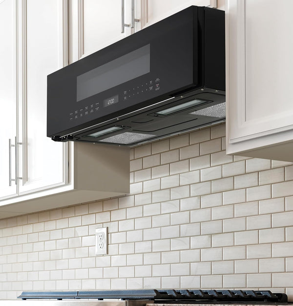 GE Profile 30" Over-The-Range Low Profile Microwave, 1.2 Cu. Ft., 1000 Watts, 400 CFM Hood Vent, LED Lighting, Auto Defrost, Installer-Friendly, Black, UVM9125DYBB4