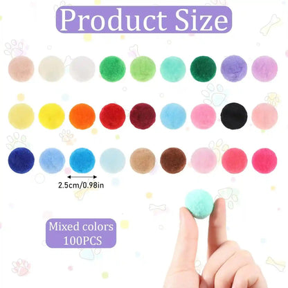 Xthrotsenk 100 Pcs Cat Toy Balls 1-Inch Colorful Cat Pom Pom Balls Soft Interactive Kitten Ball Cats Exercise Toys Fuzzy Kitten Interactive Playing Quiet Toy for Cats Pet(2.5 Cm)4
