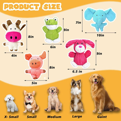 MRSOHRET 5 Pack Dog Toys Squeaky, Tough Stuffed Plush Puppy Chew Toys for Teething, Durable Plush Dog Toy for Large Medium Small Breed to Keep Them Busy2