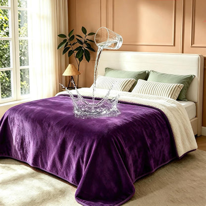 Gogobunny Waterproof Bed Blanket, Reversible Sherpa Fleece Throw Blanket for Dog Puppy Cat, Furniture Cover Protects Bed Couch Sofa from Liquid Pee and Pet Fur (Dark Purple, 50X60 Inches)1