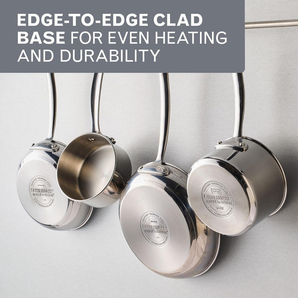 Millennium Stainless Steel Pots and Pans with Lids, Induction Ready, Compatible with All Cooktops, Metal Utensil Safe, 10 Piece Cookware Set, Dishwasher Safe - Stainless Steel3