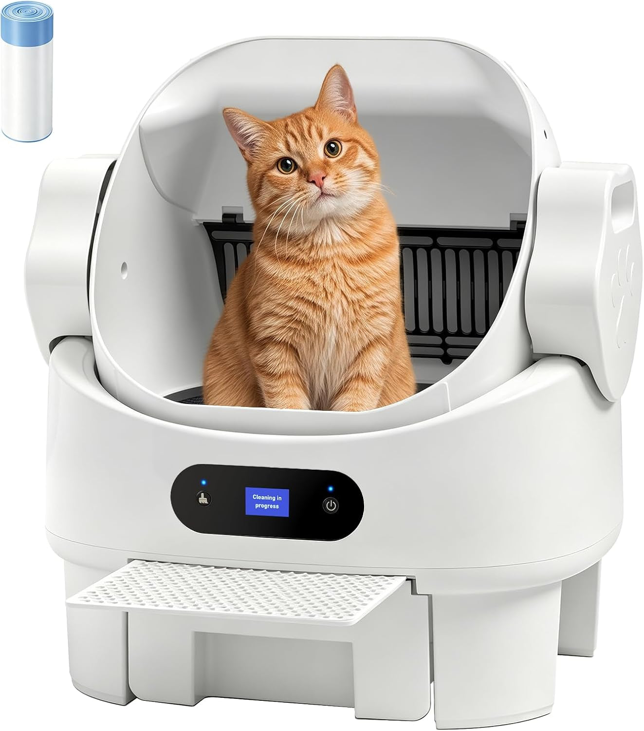 automatic-cat-litter-box-open-top-microwave-radar-training-safety-large-bin-whisper-quiet-motor-simple-setup-rinses-clean-instantly-ideal-for-multiple-cats-white