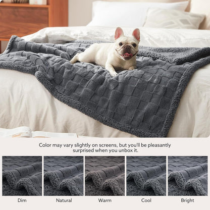 GASUR Waterproof Dog Blankets for Large Dogs, Dog Blanket for Couch Bed, Fleece Pet Blanket for Furniture Sofa Protector, Soft Pet Throw Blankets for Crate Car Outdoor, Washable, 50"X60",Grey8