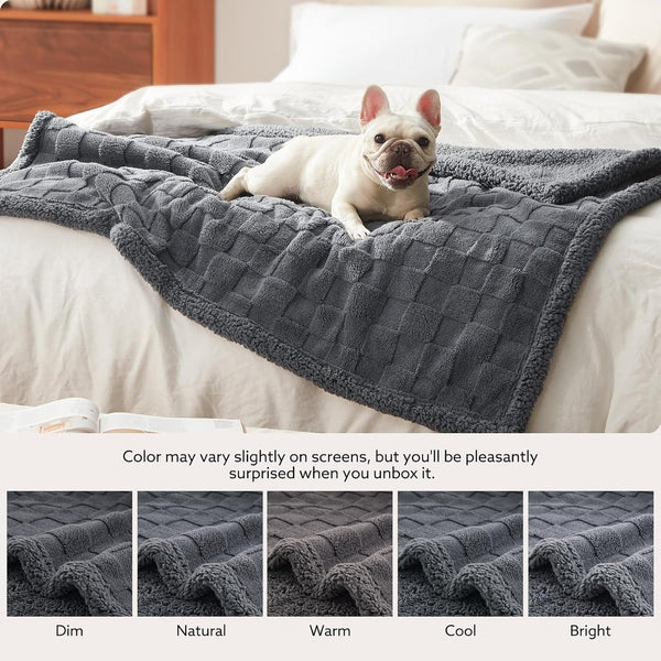 GASUR Waterproof Dog Blankets for Large Dogs, Dog Blanket for Couch Bed, Fleece Pet Blanket for Furniture Sofa Protector, Soft Pet Throw Blankets for Crate Car Outdoor, Washable, 50"X60",Grey8