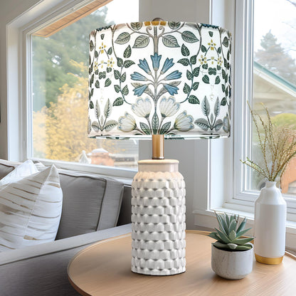 Lamp Shades Set of 2, Blue Floral Drum Shades, 13 X 13 X 10 Inch | Spider Fitter, Assembly Required, Durable Fabric with Metal Frame, Fits Table and Floor Lamps2