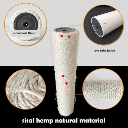 2Pcs M10 Cat Tree Replacement Post - 10Mm Bolt Sisal Cat Scratching Post Replacement Pole DIY M10 Bolt Sturdy PVC Tubes Screws Included (2.36 * 19.68")3