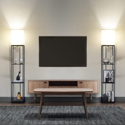 Floor Lamp with Shelves, Standing Lamps for Living Room, Black | 3 CCT LED Bulb Include, 4-Tier Display Bookshelf, 63" Tall Corner Shelf Lamp, Modern Style for Bedroom, Office, Home Decor10