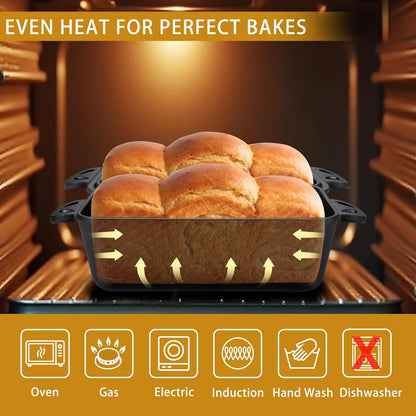 Cast Iron Loaf Pan with Lid 9X5 Inch - Bread Baking Pans for Homemade Bread, 2 Piece Set4