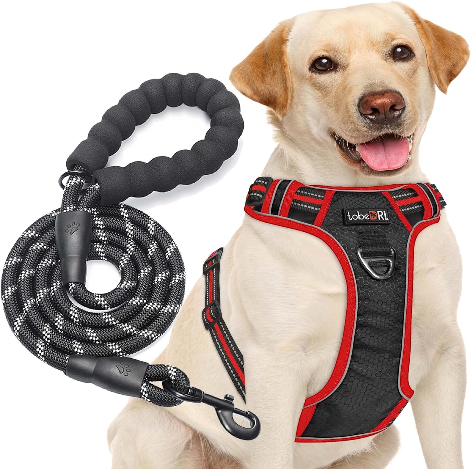 tobedri-no-pull-dog-harness-adjustable-reflective-oxford-easy-control-medium-large-dog-harness-with-a-free-heavy-duty-5ft-dog-leash-blue-m