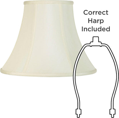 Pre-Assembled Ginna Creme Flared Large Bell Lamp Shade 7X14X11 (Spider) | 7" Top X 14" Bottom X 10.5" High X 11" Slant Replacement for Table Lamps Harp + Finial5