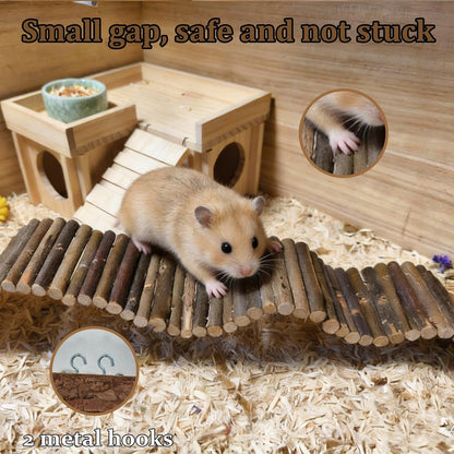 Hamiledyi Hamster Suspension Bridge 21.7 X 2.8 Inch Rat Long Bendy Bridge Wooden Climbing Ladder Cage Accessories for Syrian Hamster Gerbil Mouse Rat3