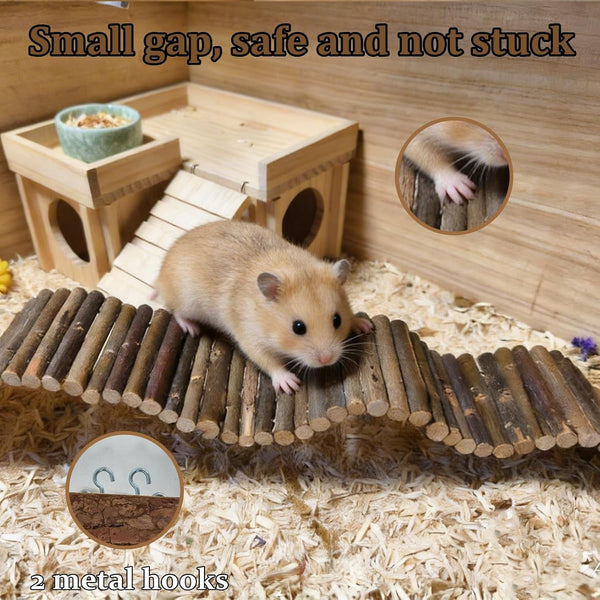 Hamiledyi Hamster Suspension Bridge 21.7 X 2.8 Inch Rat Long Bendy Bridge Wooden Climbing Ladder Cage Accessories for Syrian Hamster Gerbil Mouse Rat3