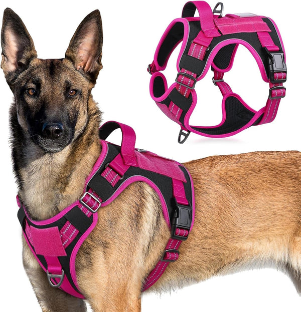 Rabbitgoo Tactical Dog Harness for Large, No Pull Military Service Vest | Molle & Handle, Heavy Duty, Adjustable, Reflective Straps, Easy Control for Training Walking, Black, Large54