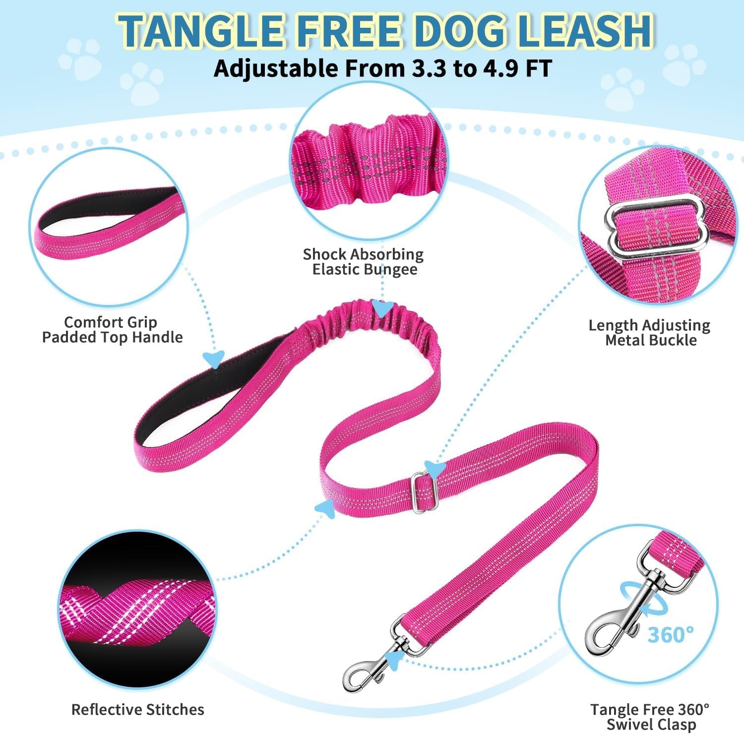 slowton-no-pull-small-dog-harness-and-leash-set-puppy-soft-vest-harness-neck-chest-adjustable-reflective-lightweight-harness-anti-twist-pet-lead-combo-for-small-medium-dogs-fuchsia-xxs