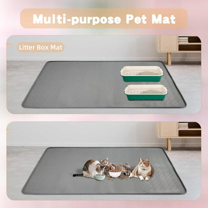 XXL Silicone Cat Litter Mat, 50"X35"(127Cmx89Cm) Extra Litter Box for Floors, Non-Slip Litter Trapping Mat to Prevent Tracking, Easy to Clean Kitty Litter Catcher Mat, Durable, Dark Gray5
