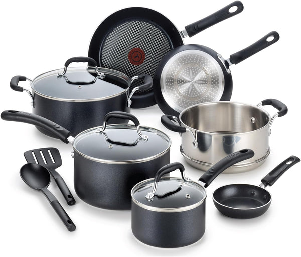 Experience Nonstick Cookware Set 12 Piece, Induction, Oven Broiler Safe 350F, Kitchen Cooking Set W/Fry Pans, Saucepan, Stockpot, Kitchen Utensils, Pots and Pans, Dishwasher Safe, Black1