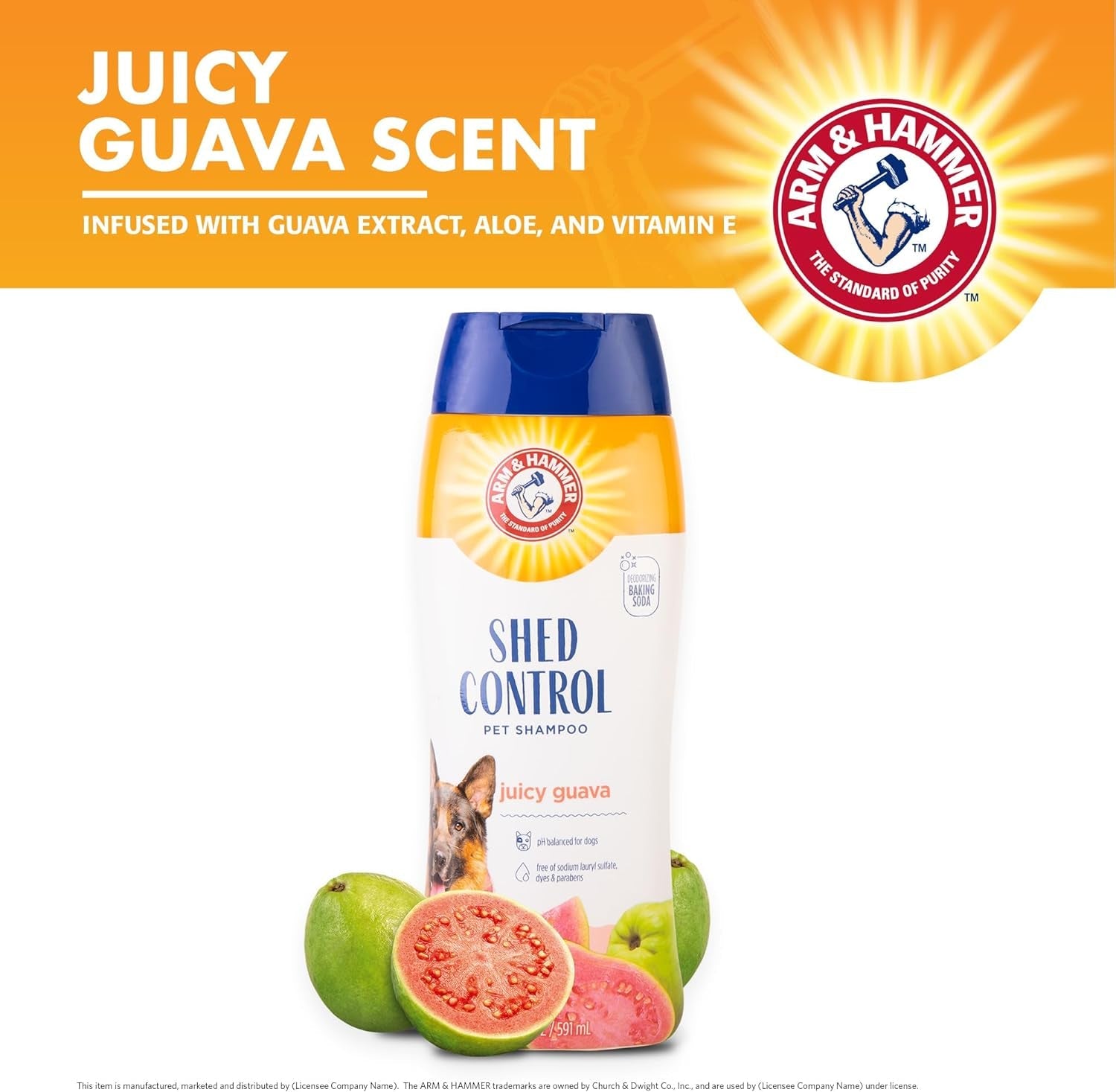 arm-hammer-for-pets-shed-control-shampoo-20oz-juicy-guava-scent-professional-quality-dog-shed-less-shampoo-de-shedding-dog-shampoo-free-of-sodium-lauryl-sulfate-parabens