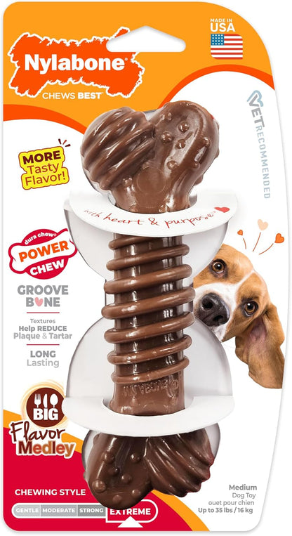 Nylabone Power Chew Dental Groove Bone Dog Chew Toy, Flavor Medley, Small | Teeth-Cleaning Textures, Durable Dog Toys for Aggressive Chewers, Discourages Destructive Chewing, for Dogs up to 25 Lbs13