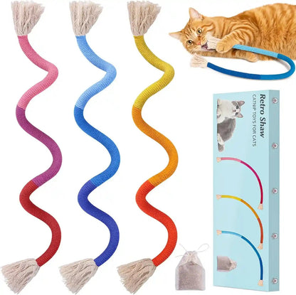 Retro Shaw Cat Toys Chew Ropes with Natural Catnip, 23.6 Inches, 3 Pack | Safe Teeth Cleaning String, for Indoor Cats, Soft Sisal Material, Interactive Fun Cats Nip Kicker8